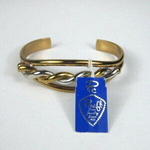 Pcraft Jewelry Gold Tone Silver Tone Twisted Cuff Bracelet Tag Two Tone